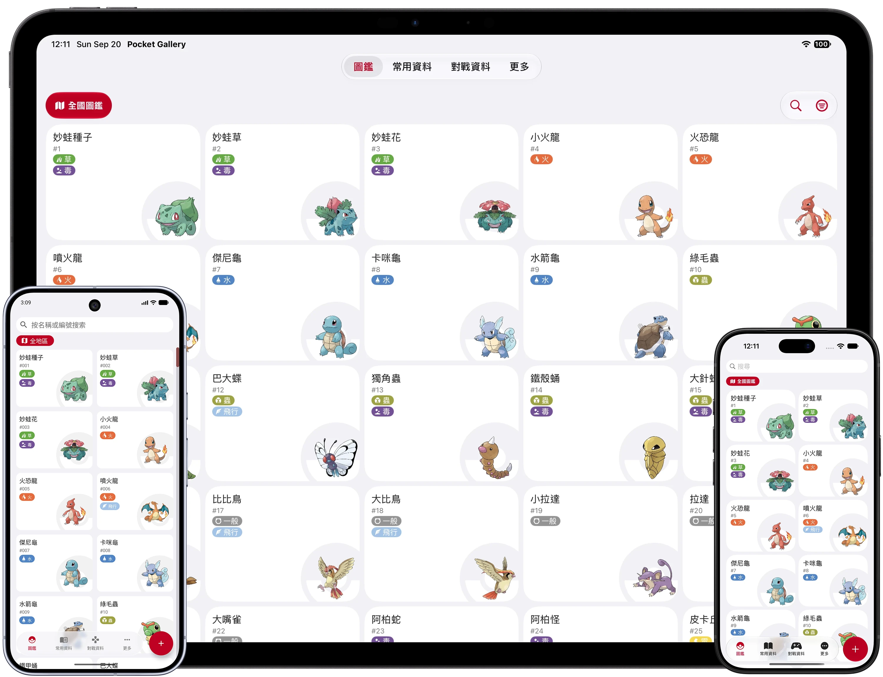 Pocket Gallery shown on iPad, Android phone, and iPhone